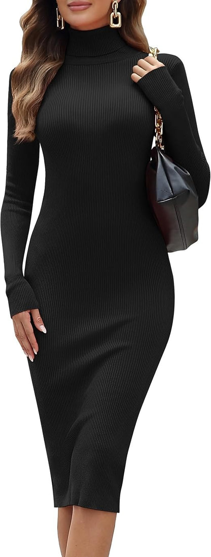 The Luxe Ribbed Turtleneck Dress