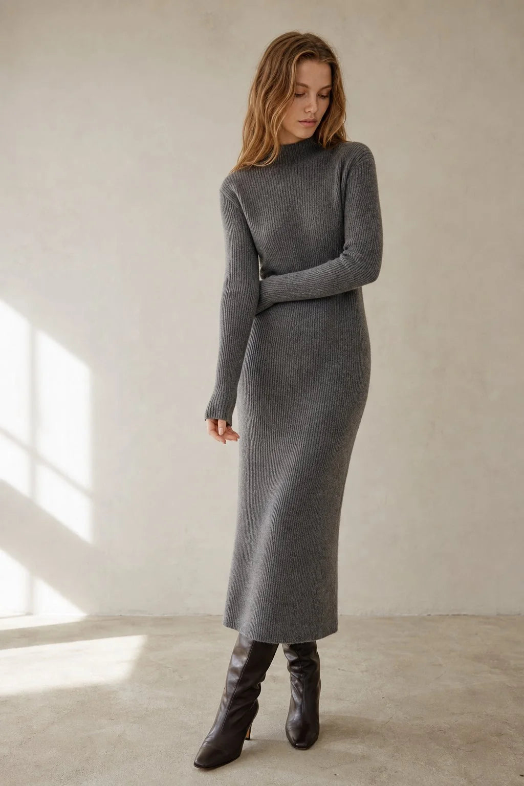 The Luxe Ribbed Turtleneck Dress