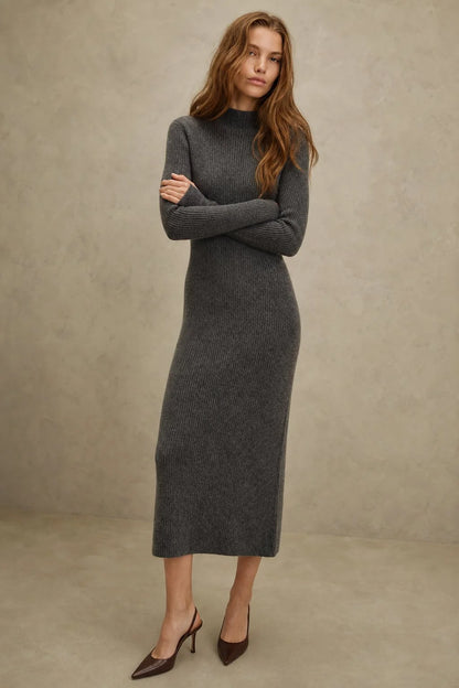 The Luxe Ribbed Turtleneck Dress
